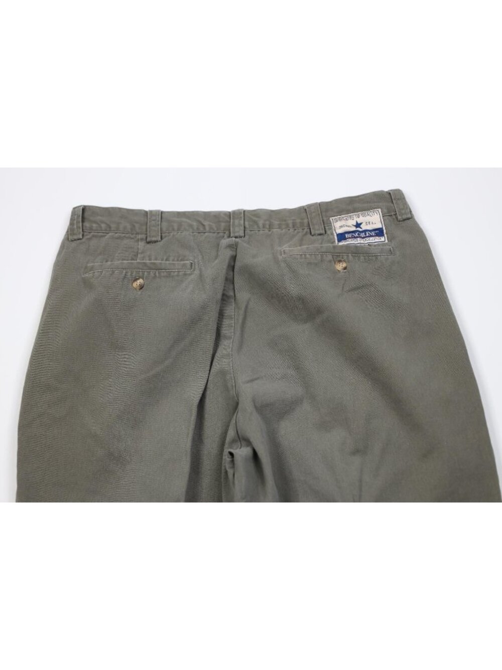 Vtg 90s Streetwear Mens 34x29 Faded Relaxed Fit Pleated Chino Pants Green Cotton - Picture 10 of 13
